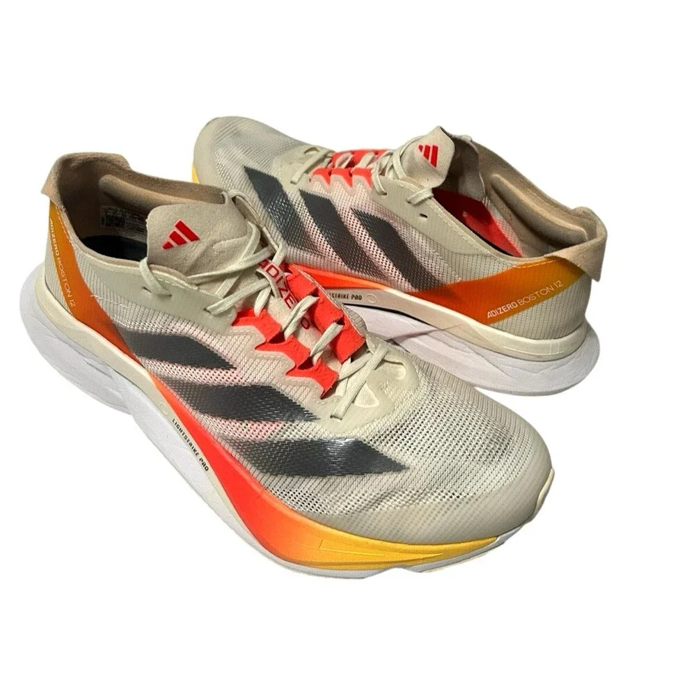 Adidas Adizero Boston 12 Lightstrike Pro Womens Ivory Silver Running Shoes Sz 8